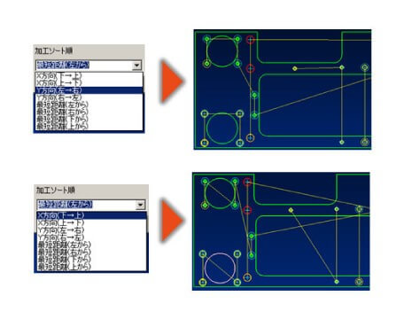 加工ソート順も8パターンから選択できます。